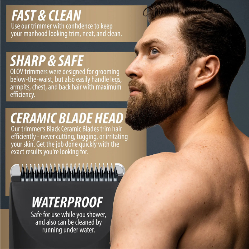 Men’s Body Groomer – Anti-Nick Trimmer with Ceramic Blade, Shower-Safe Design and Comfortable Grip for Full-Body Grooming