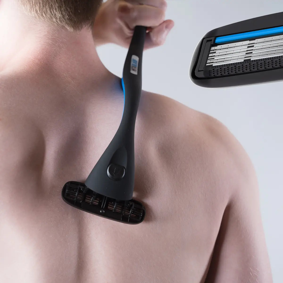 Metablade 2-Piece Back Shaver Set for Men – Long-Handle Groomer with Replaceable Stainless Steel Blades for Body Hair Trimming