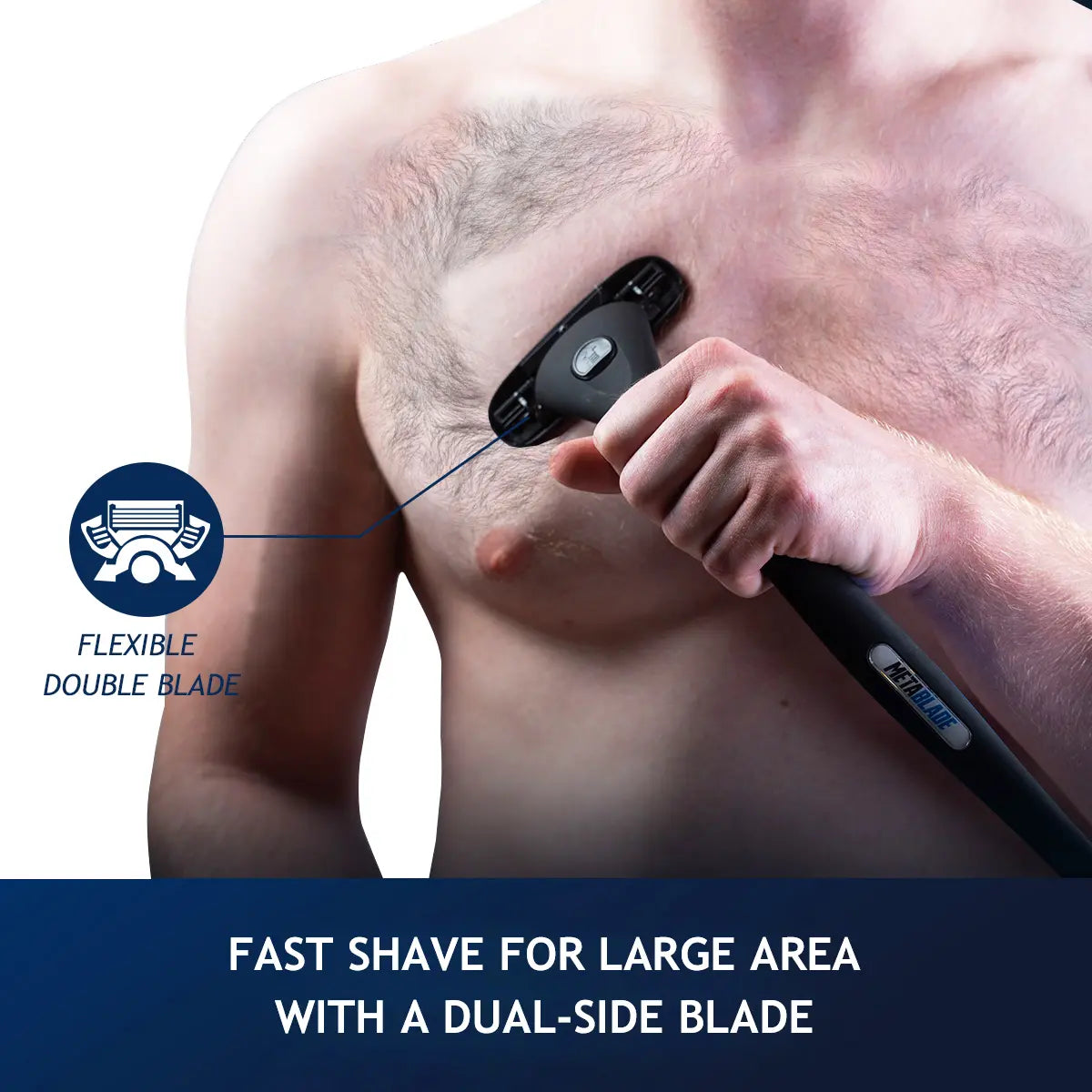 Metablade 2-Piece Back Shaver Set for Men – Long-Handle Groomer with Replaceable Stainless Steel Blades for Body Hair Trimming