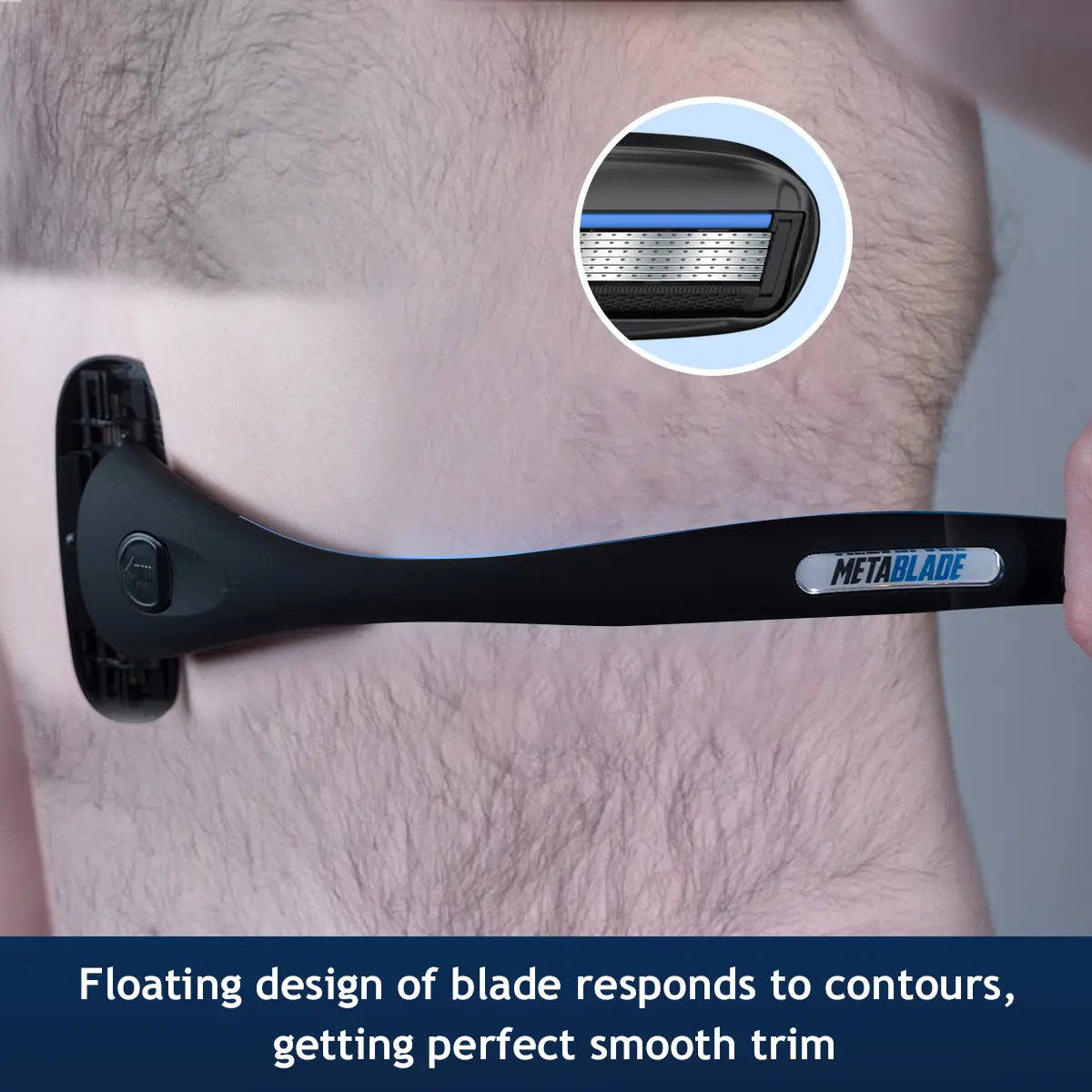 Metablade 2-Piece Back Shaver Set for Men – Long-Handle Groomer with Replaceable Stainless Steel Blades for Body Hair Trimming