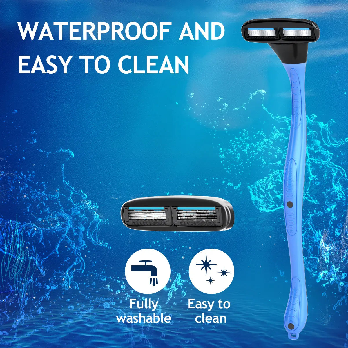 Metablade 2-Piece Back Shaver Set for Men – Long-Handle Groomer with Replaceable Stainless Steel Blades for Body Hair Trimming