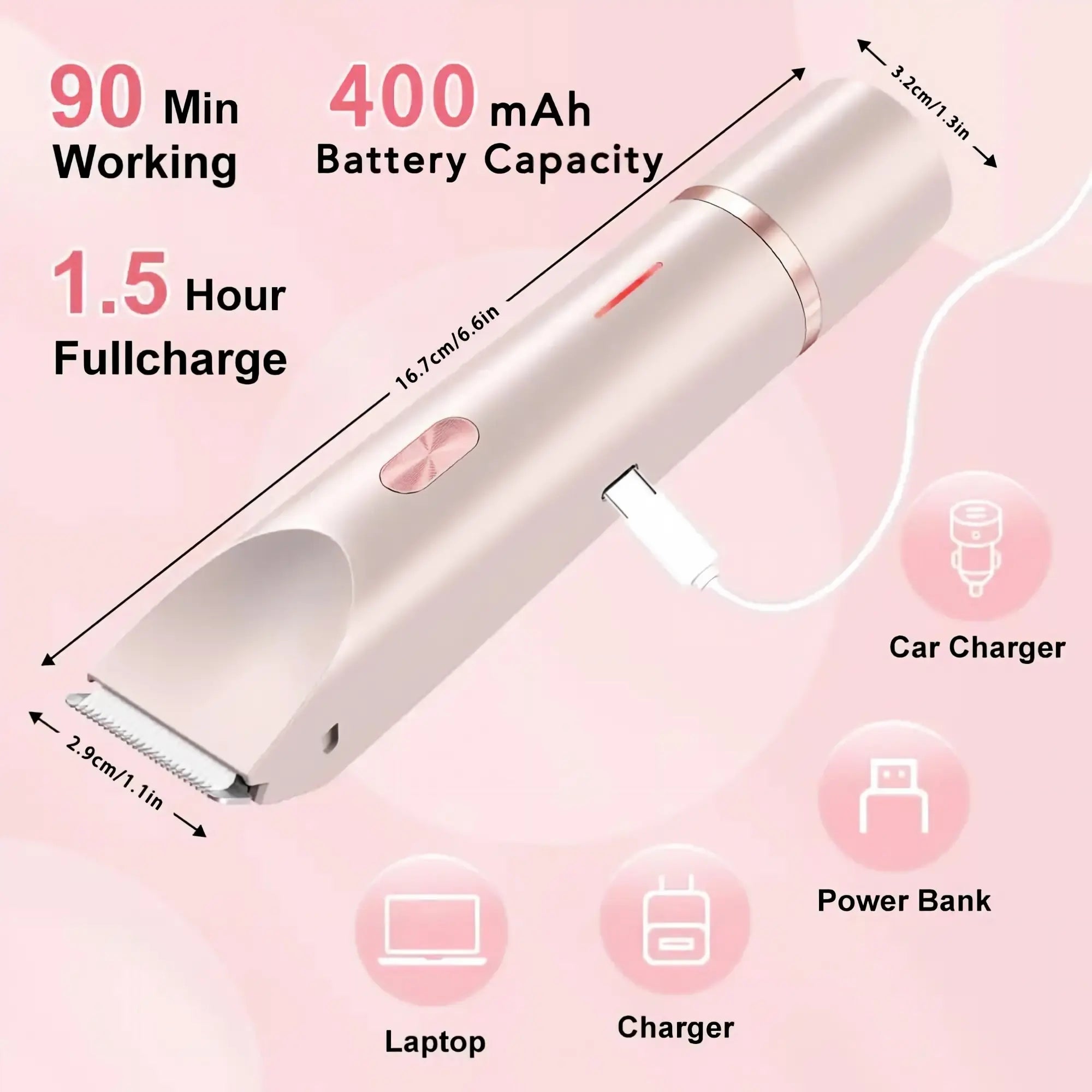 2-in-1 Waterproof Women’s Shaver – Compact Body Hair Trimmer for Legs, Underarms, Face & Bikini Area, Travel-Friendly Design