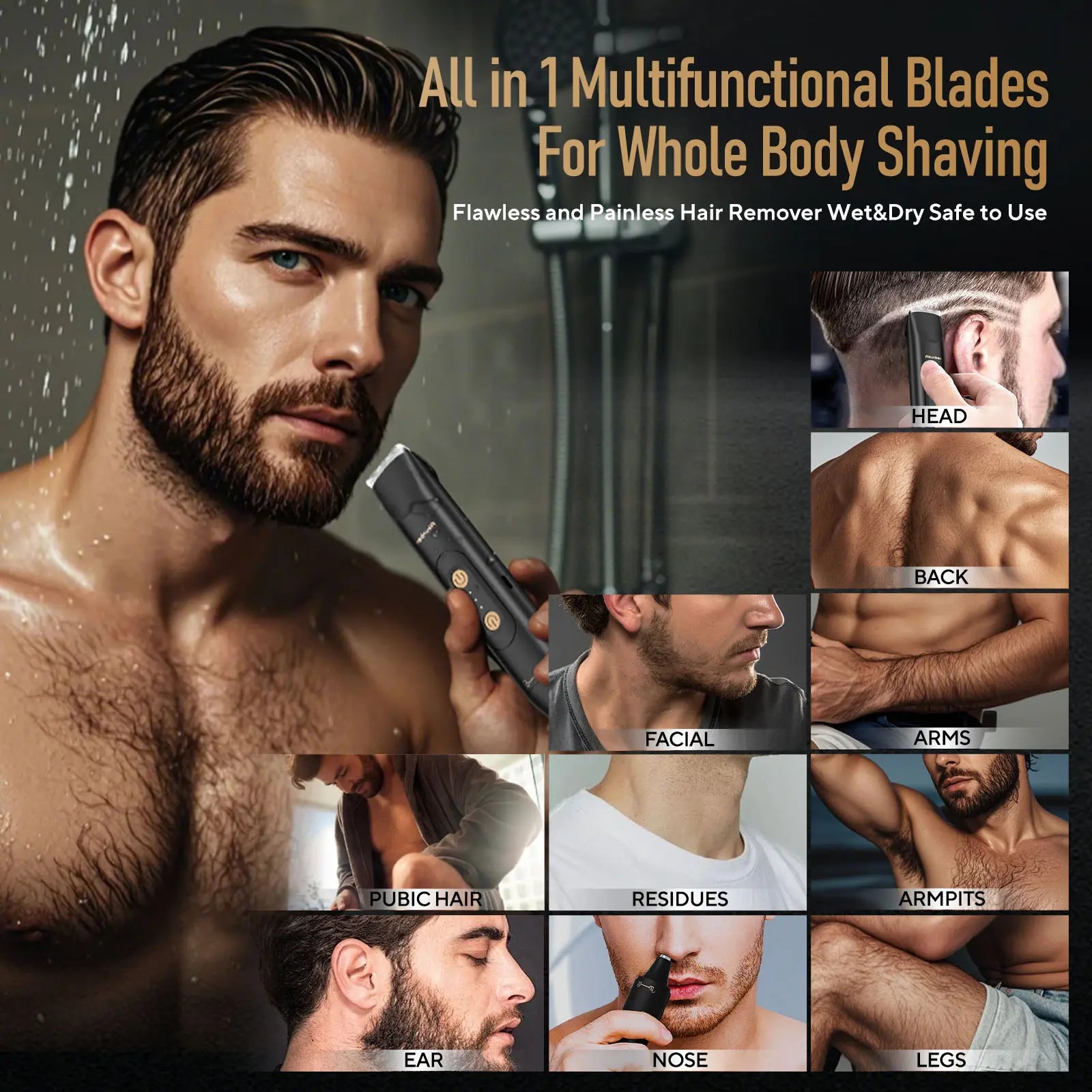 Akunbem Dual-Head Waterproof Trimmer – Ceramic Blade Body & Nose Groomer for Men and Women, Portable Grooming Essential
