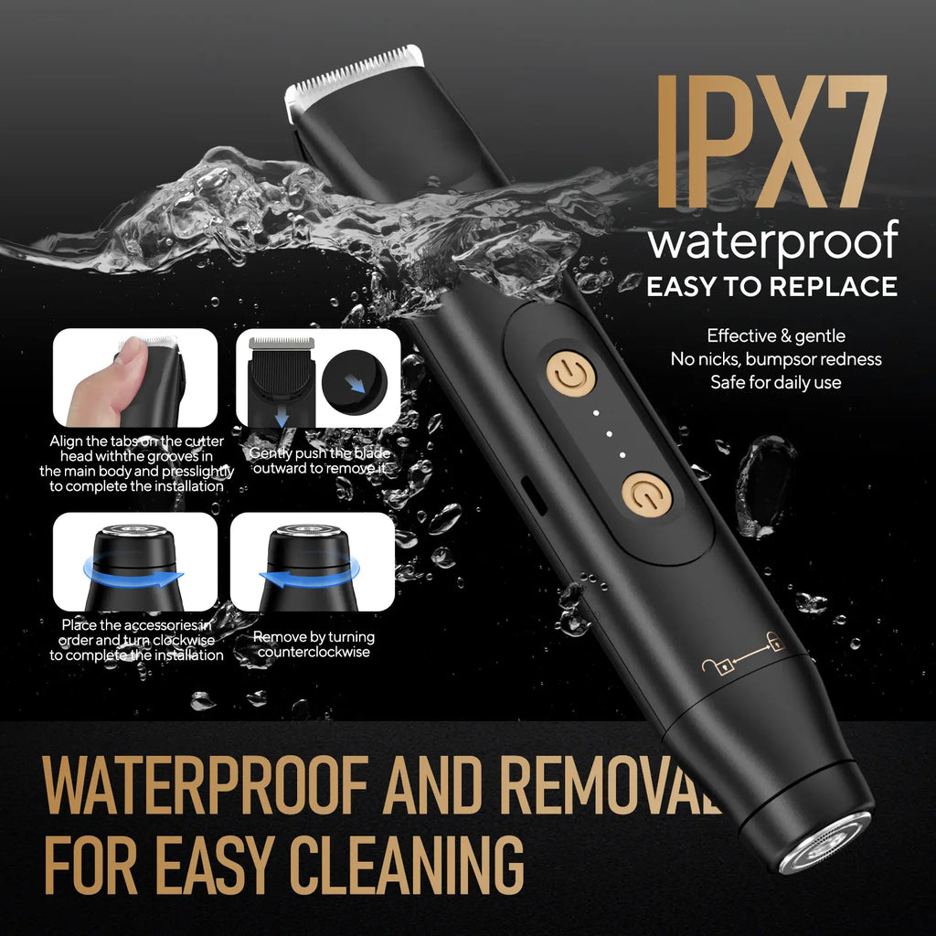 Akunbem Dual-Head Waterproof Trimmer – Ceramic Blade Body & Nose Groomer for Men and Women, Portable Grooming Essential