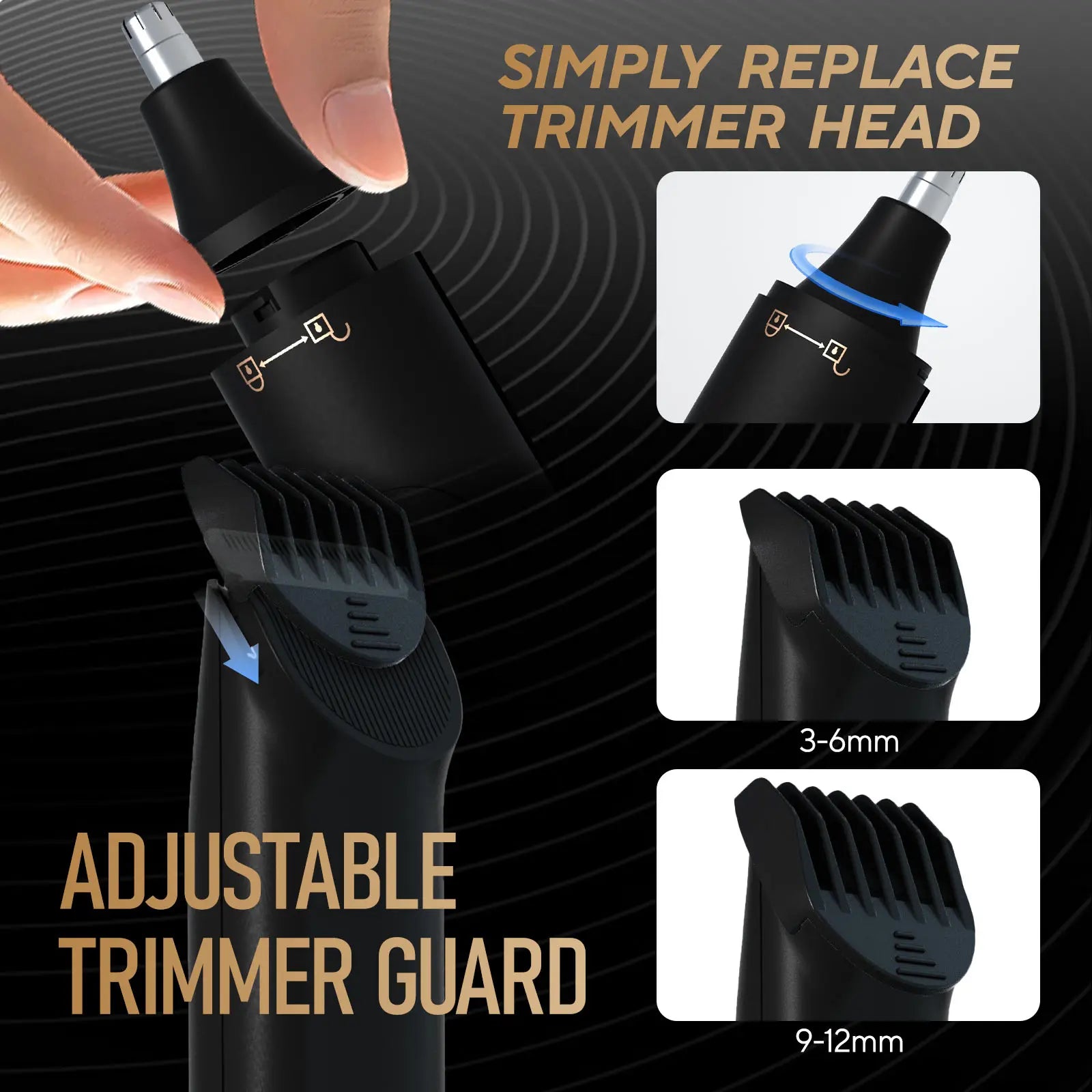 Akunbem Dual-Head Waterproof Trimmer – Ceramic Blade Body & Nose Groomer for Men and Women, Portable Grooming Essential