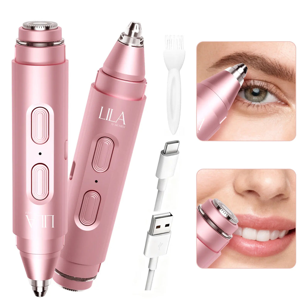 Electric Eyebrow Trimmer – 2-in-1 Facial Hair Remover for Brows, Upper Lip and Face, Compact Women’s Shaver