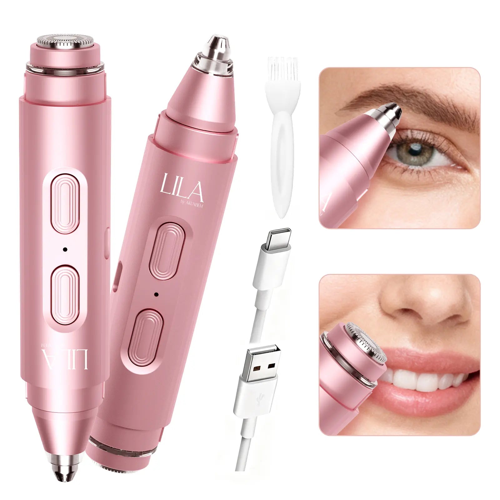 Electric Eyebrow Trimmer – 2-in-1 Facial Hair Remover for Brows, Upper Lip and Face, Compact Women’s Shaver