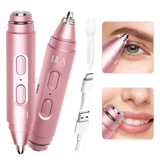 Electric Eyebrow Trimmer – 2-in-1 Facial Hair Remover for Brows, Upper Lip and Face, Compact Women’s Shaver
